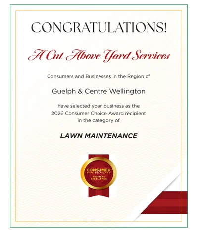 2026 Consumer Choice Award — Lawn Maintenance — A Cut Above Yard Services Guelph press feature